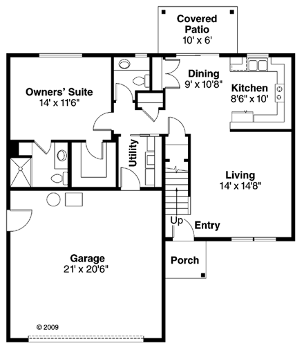 Contemporary, Country, Traditional House Plan 59778 with 4 Beds, 3 Baths, 2 Car Garage First Level Plan