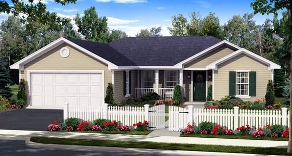 Country, Ranch, Traditional House Plan 59927 with 3 Beds, 2 Baths, 2 Car Garage Elevation
