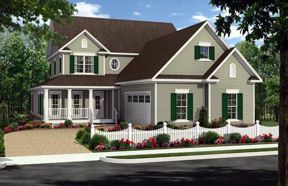 Country, Farmhouse, Traditional House Plan 59929 with 4 Beds, 3 Baths, 2 Car Garage Elevation
