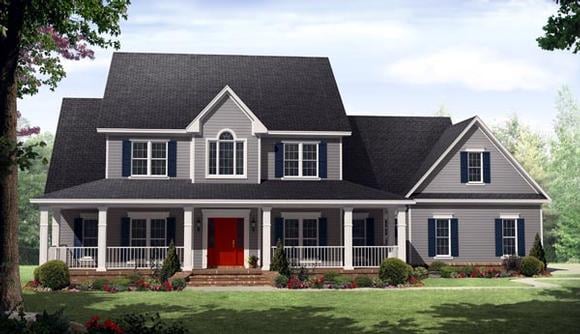 Country, Farmhouse House Plan 59930 with 4 Beds, 4 Baths, 3 Car Garage Elevation