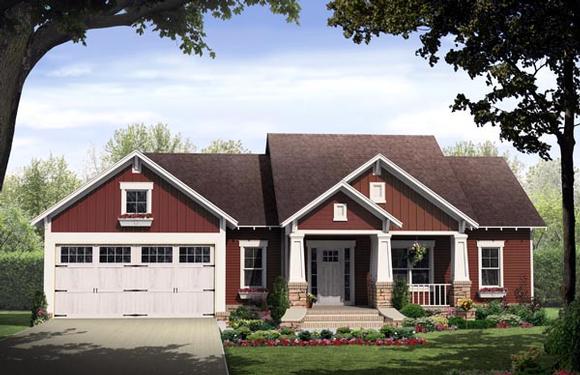 Cottage, Country, Craftsman House Plan 59933 with 3 Beds, 2 Baths, 2 Car Garage Elevation