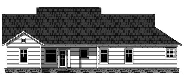 Cottage, Country, Craftsman Plan with 1853 Sq. Ft., 3 Bedrooms, 2 Bathrooms, 2 Car Garage Rear Elevation