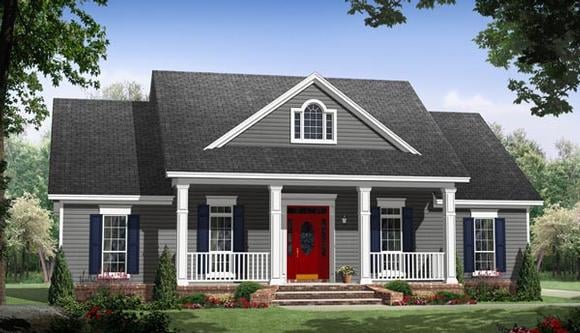 Country, Ranch, Traditional House Plan 59936 with 3 Beds, 2 Baths, 2 Car Garage Elevation