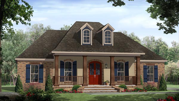 Country, European, French Country House Plan 59937 with 3 Beds, 2 Baths, 2 Car Garage Elevation