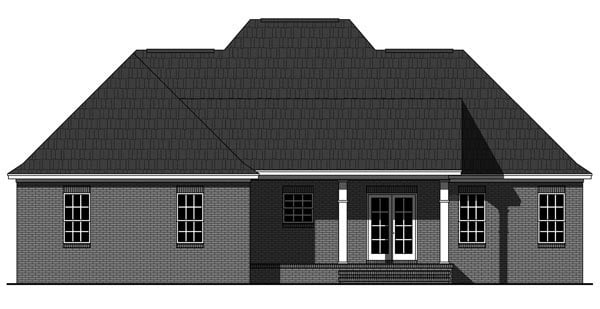 Country, European, French Country House Plan 59937 with 3 Beds, 2 Baths, 2 Car Garage Rear Elevation