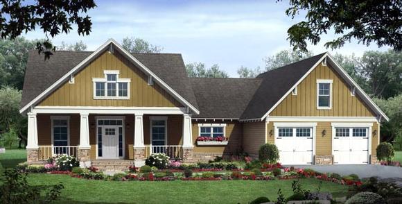 Cottage, Country, Craftsman House Plan 59944 with 3 Beds, 3 Baths, 2 Car Garage Elevation