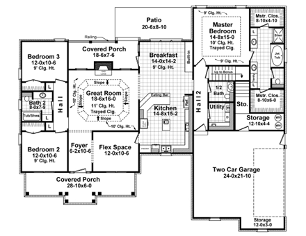 Cottage, European, Southern, Traditional House Plan 59946 with 3 Beds, 3 Baths, 2 Car Garage First Level Plan