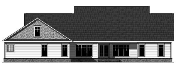 Cottage, Country, Craftsman Plan with 2800 Sq. Ft., 4 Bedrooms, 4 Bathrooms, 3 Car Garage Rear Elevation