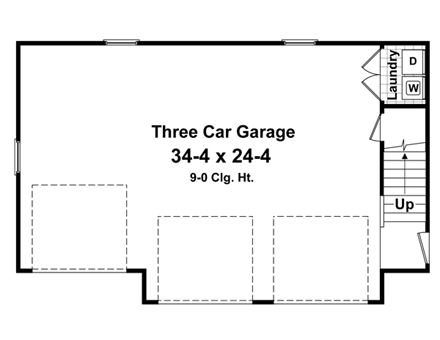 Cottage, Craftsman, Traditional 3 Car Garage Apartment Plan 59948 with 1 Beds, 1 Baths First Level Plan