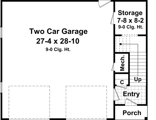 Country, Southern, Traditional 2 Car Garage Apartment Plan 59949 with 1 Beds, 1 Baths Level One