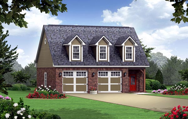 Country, Southern, Traditional 2 Car Garage Apartment Plan 59949 with 1 Beds, 1 Baths Elevation