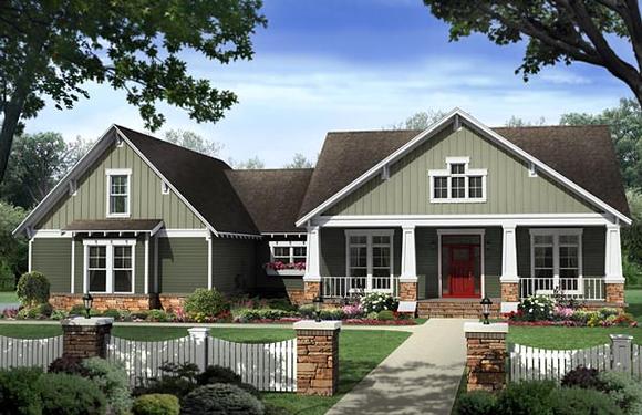Cottage, Country, Craftsman House Plan 59954 with 4 Beds, 3 Baths, 2 Car Garage Elevation