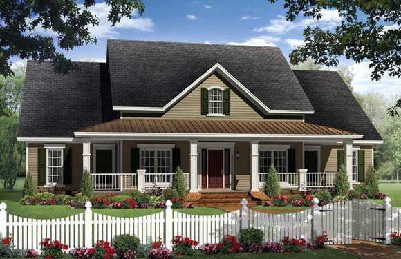 Country, Farmhouse, Traditional House Plan 59955 with 4 Beds, 4 Baths, 2 Car Garage Elevation