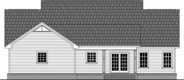 Cottage, Country, Traditional House Plan 59969 with 3 Beds, 2 Baths, 2 Car Garage Rear Elevation