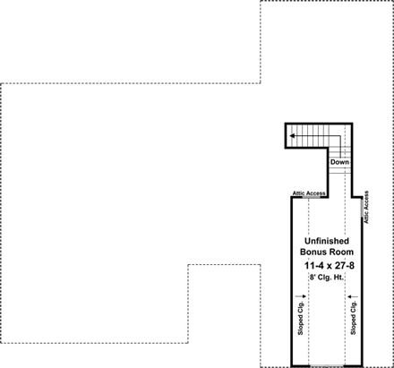 Cottage, Country, Craftsman House Plan 59970 with 3 Beds, 2 Baths, 2 Car Garage Second Level Plan