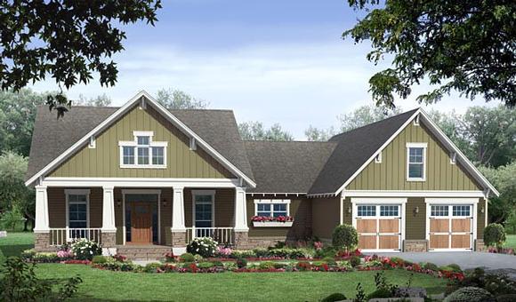 Cottage, Country, Craftsman House Plan 59970 with 3 Beds, 2 Baths, 2 Car Garage Elevation