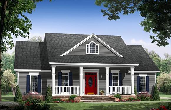 Colonial, Country, Ranch, Traditional House Plan 59976 with 3 Beds, 2 Baths, 2 Car Garage Elevation