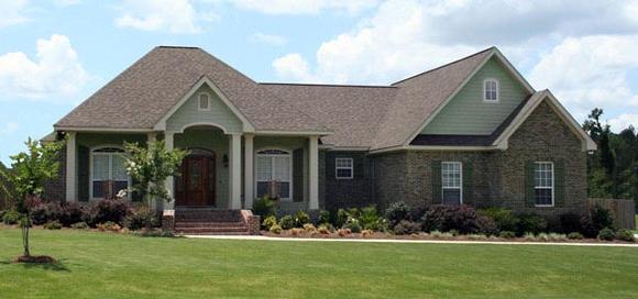 Country, European, Traditional House Plan 59982 with 3 Beds, 3 Baths, 2 Car Garage Elevation