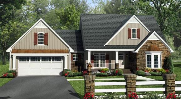 Country, French Country, Traditional House Plan 59984 with 4 Beds, 3 Baths, 2 Car Garage Elevation