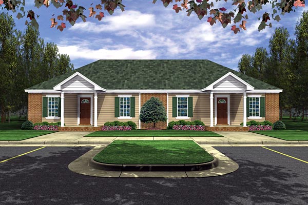 European, Traditional Multi-Family Plan 59986 with 4 Beds, 2 Baths Elevation