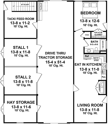 4 Car Garage Apartment Plan 59991 with 1 Beds, 1 Baths First Level Plan