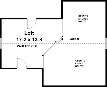 Cabin, Country, Ranch House Plan 59993 with 2 Beds, 1 Baths Second Level Plan