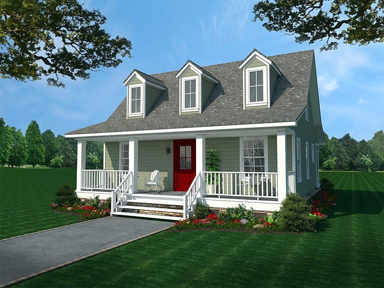 Cabin, Country, Ranch House Plan 59993 with 2 Beds, 1 Baths Elevation