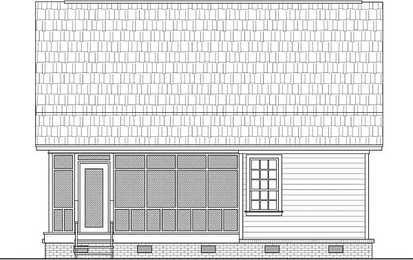 Cabin, Country, Ranch House Plan 59993 with 2 Beds, 1 Baths Rear Elevation