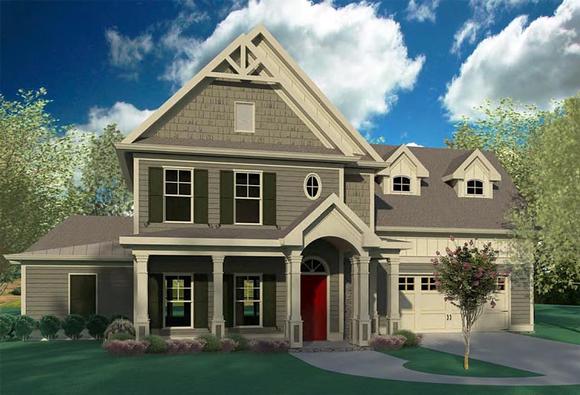 Bungalow, Cabin, Cottage, Craftsman, Traditional House Plan 60005 with 4 Beds, 4 Baths, 2 Car Garage Elevation