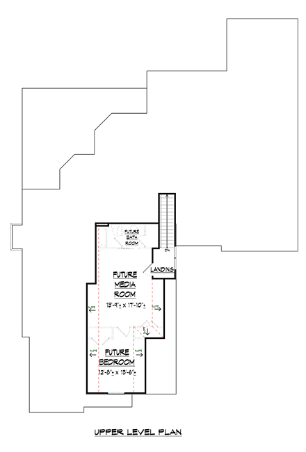 European, Tudor House Plan 60006 with 4 Beds, 5 Baths, 2 Car Garage Second Level Plan