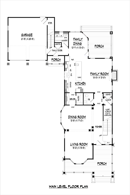 Country, Craftsman, Southern, Victorian House Plan 60007 with 4 Beds, 5 Baths, 2 Car Garage First Level Plan