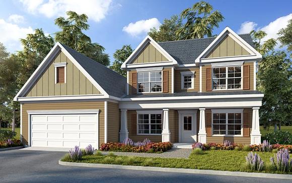 Colonial, Craftsman, Traditional House Plan 60012 with 4 Beds, 3 Baths, 2 Car Garage Elevation
