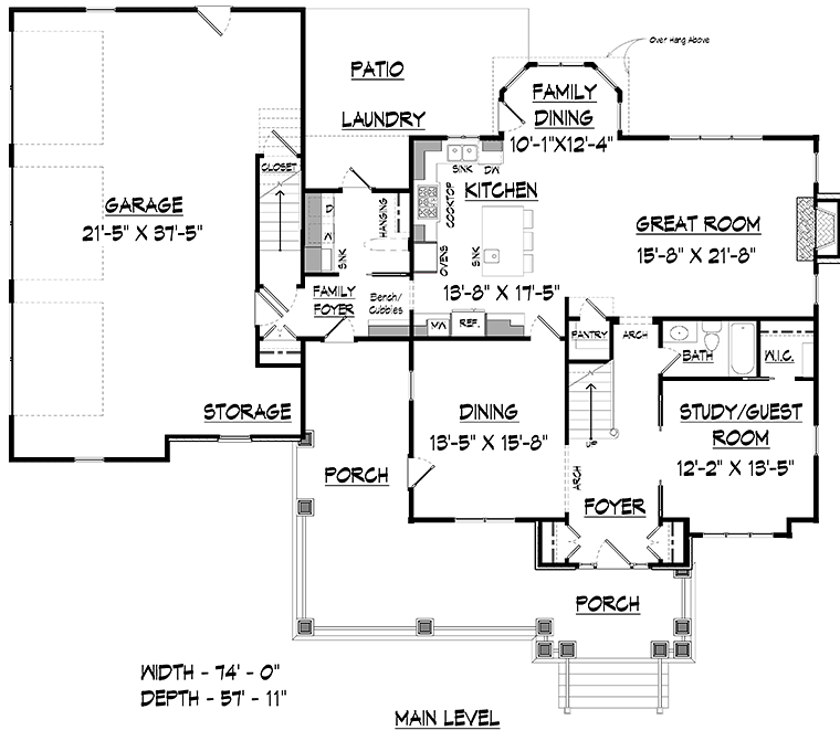 House Plan 60022 - Traditional Style with 2803 Sq Ft, 3 Bed, 4 Ba