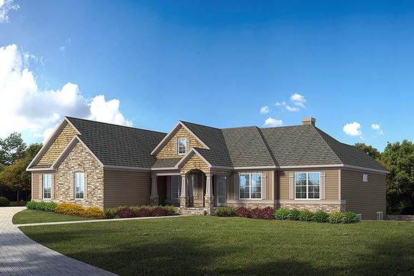 Craftsman, Traditional House Plan 60024 with 3 Beds, 3 Baths, 2 Car Garage Elevation