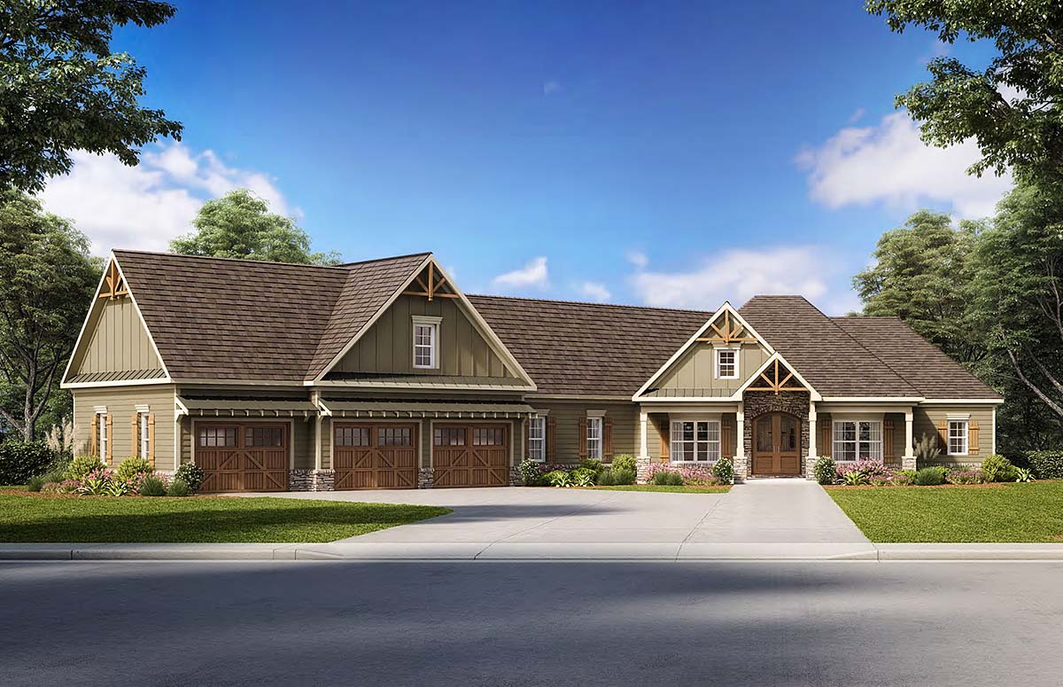 Cottage, Country, Craftsman House Plan 60028 with 4 Beds, 4 Baths, 3 Car Garage Elevation