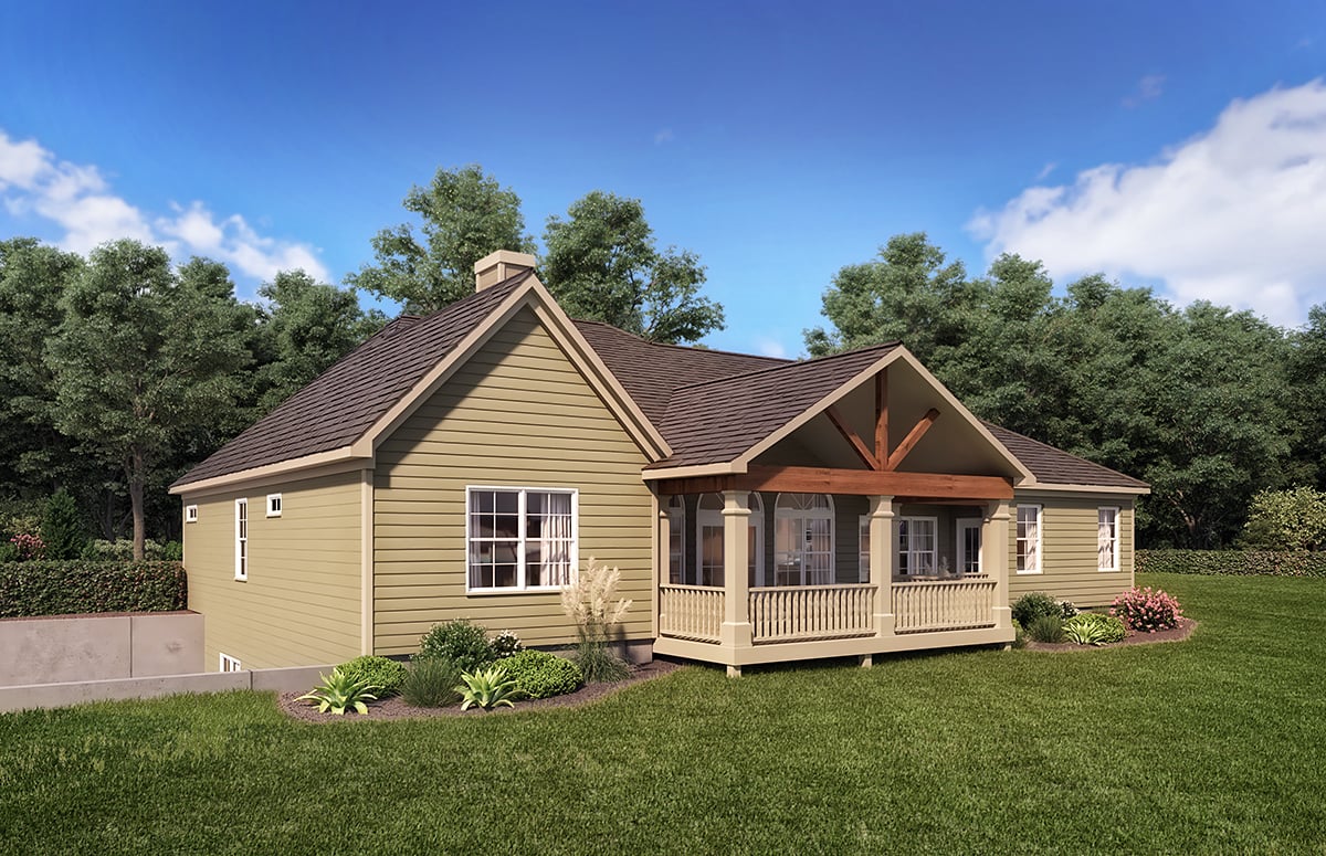 Cottage, Country, Craftsman House Plan 60028 with 4 Beds, 4 Baths, 3 Car Garage Rear Elevation