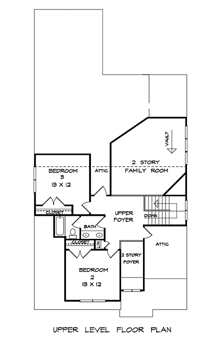 Bungalow, Cottage, Craftsman, Traditional House Plan 60037 with 3 Beds, 3 Baths, 2 Car Garage Second Level Plan