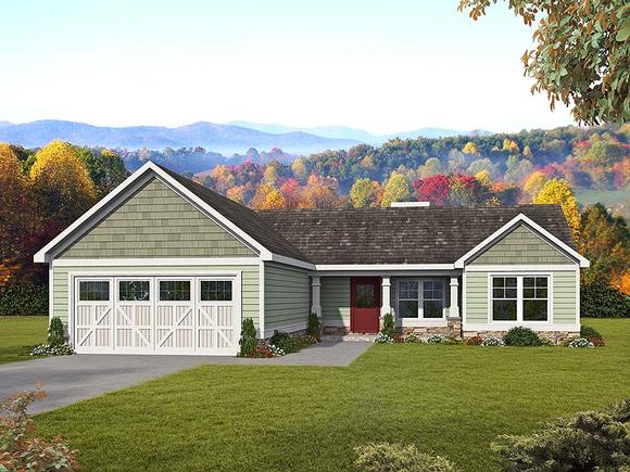 Craftsman, Ranch, Traditional House Plan 60047 with 3 Beds, 2 Baths, 2 Car Garage Elevation