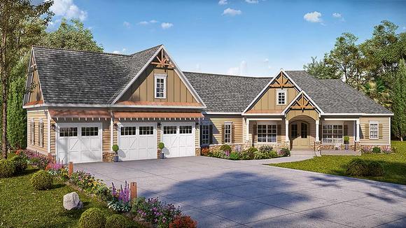 Country, Craftsman, Traditional House Plan 60054 with 4 Beds, 4 Baths, 3 Car Garage Elevation