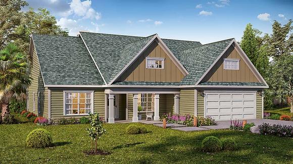 Craftsman, Traditional House Plan 60058 with 3 Beds, 2 Baths, 2 Car Garage Elevation