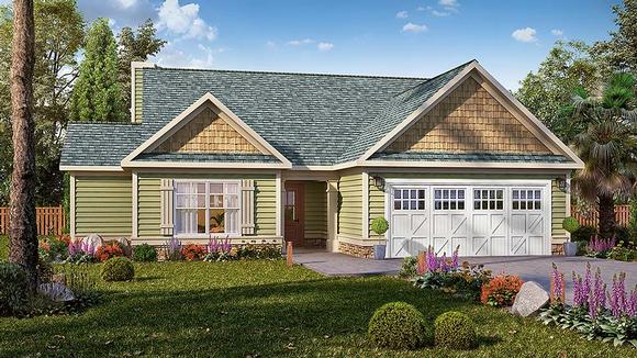 Craftsman, Ranch, Traditional House Plan 60060 with 3 Beds, 3 Baths, 2 Car Garage Elevation