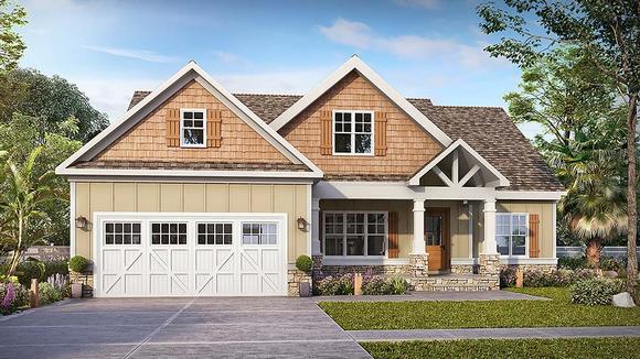 Craftsman, Traditional House Plan 60067 with 3 Beds, 3 Baths, 2 Car Garage Elevation