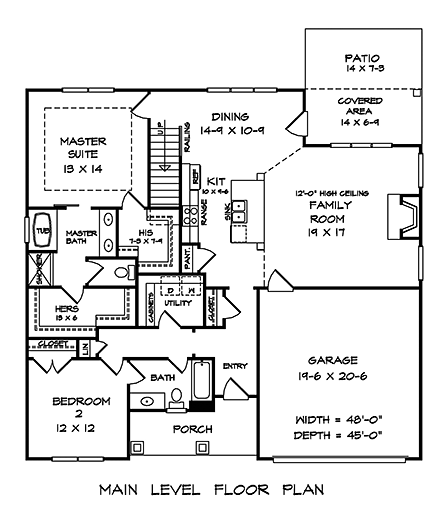 Bungalow, Craftsman House Plan 60071 with 3 Beds, 3 Baths, 2 Car Garage First Level Plan