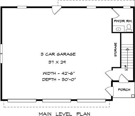 Country, Craftsman, Traditional Garage-Living Plan 60079 with 2 Beds, 3 Baths, 3 Car Garage First Level Plan