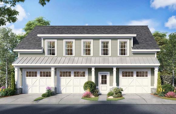 Country, Traditional 3 Car Garage Apartment Plan 60081 with 1 Beds, 2 Baths Elevation