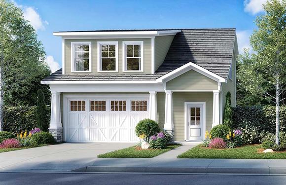 Cottage, Country 2 Car Garage Apartment Plan 60082 Elevation