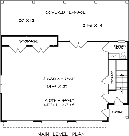 Country, Craftsman, Traditional 3 Car Garage Apartment Plan 60083 with 2 Beds, 2 Baths First Level Plan