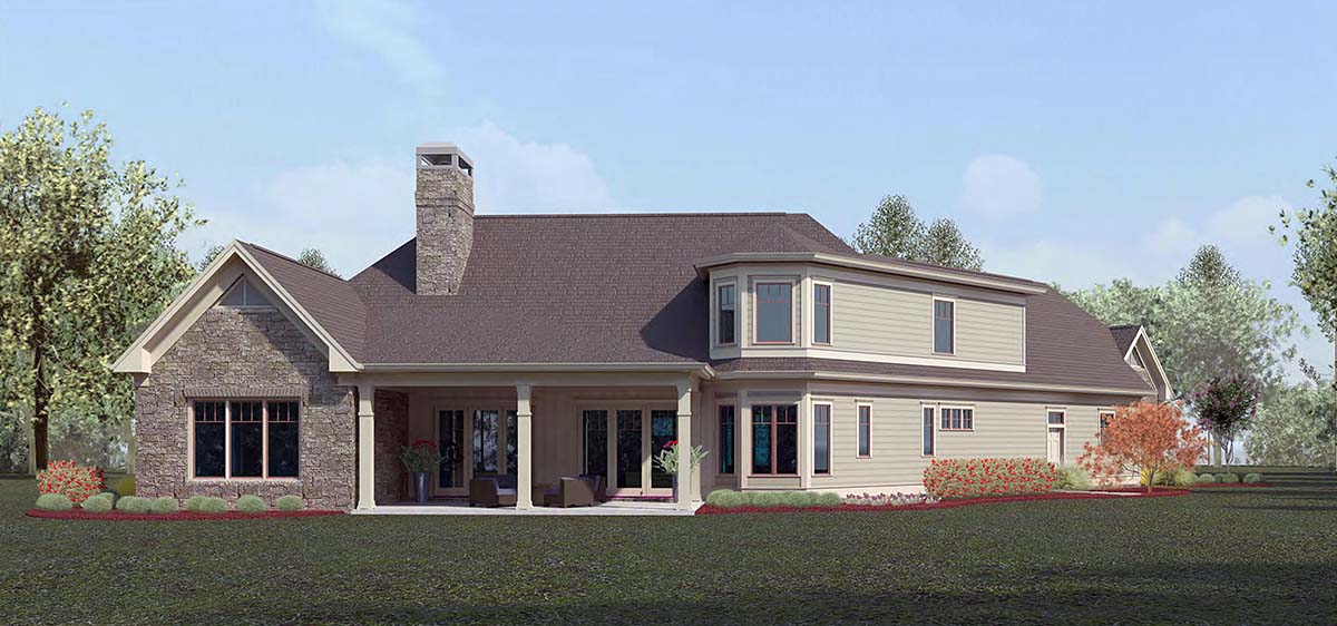 Craftsman, Ranch Plan with 3068 Sq. Ft., 4 Bedrooms, 4 Bathrooms, 3 Car Garage Picture 2