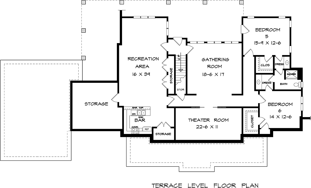 Craftsman, Traditional House Plan 60088 with 3 Beds, 5 Baths, 3 Car Garage Lower Level Plan