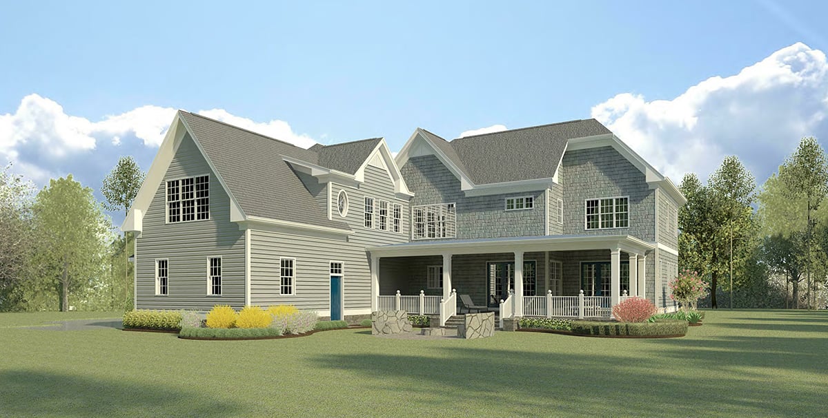 Cape Cod, French Country, Traditional House Plan 60090 with 4 Beds, 5 Baths, 3 Car Garage Rear Elevation